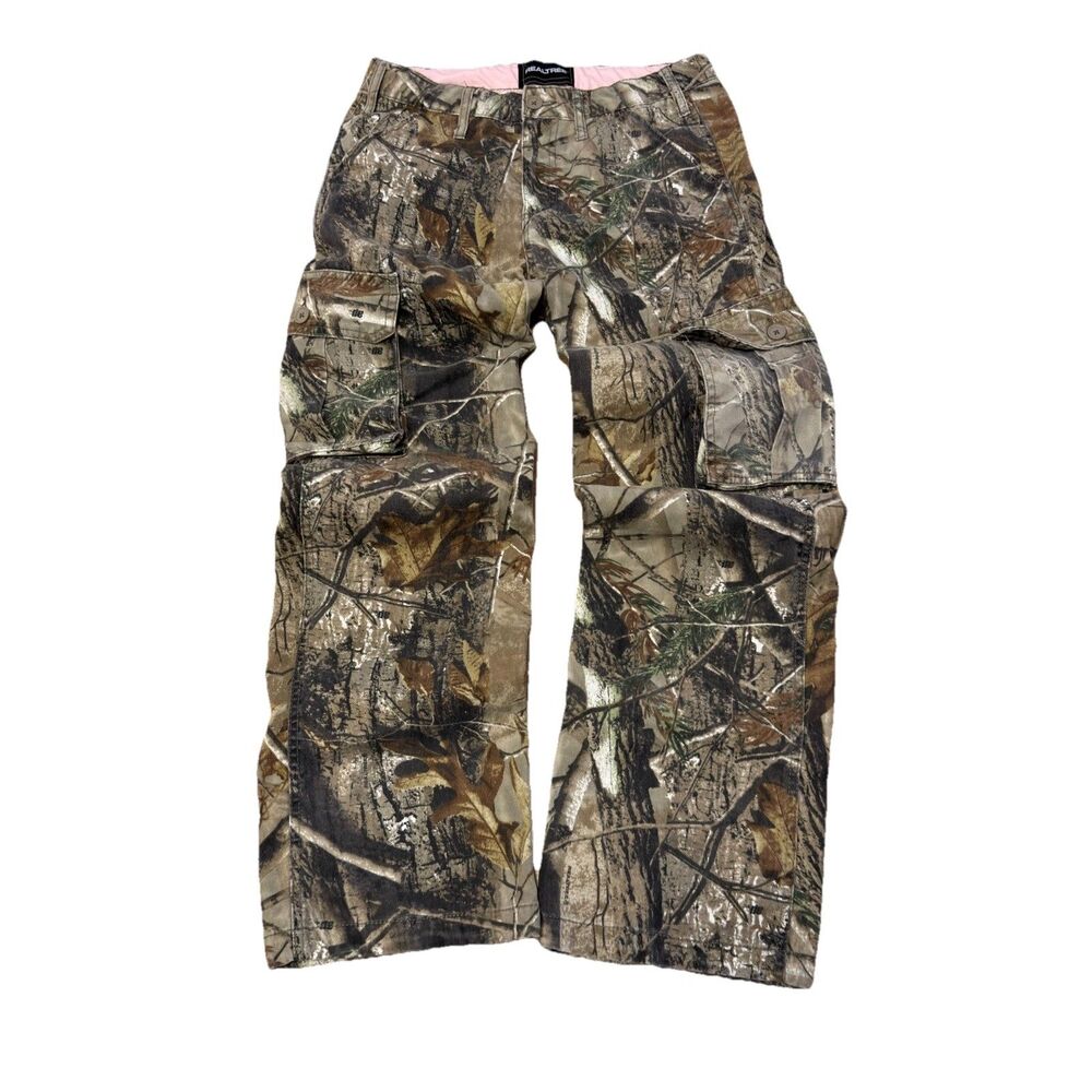 Realtree Women's Cargo Pants Size S (30x31) Camo Outdoor Hunter Adjustable Cuffs